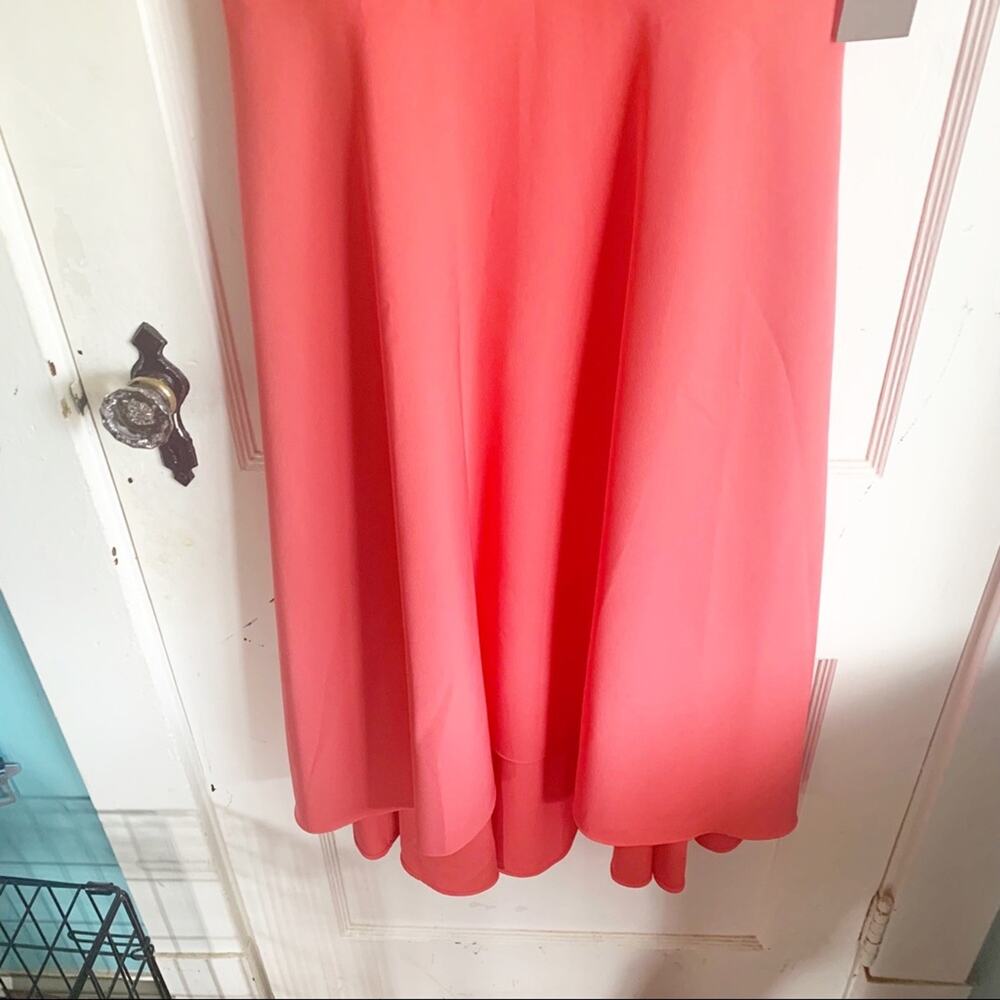 Vince Camuto Laguna Crepe Halter Mock Neck High Low Sleeveless Dress Coral NWT 8 - Picture 10 of 13